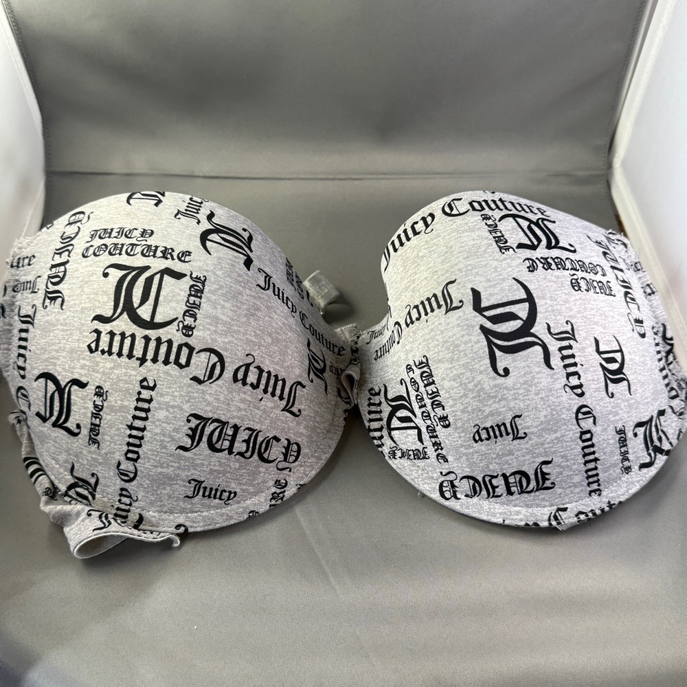 Juicy Couture Light Gray Bra with‎ Black Logo 40D